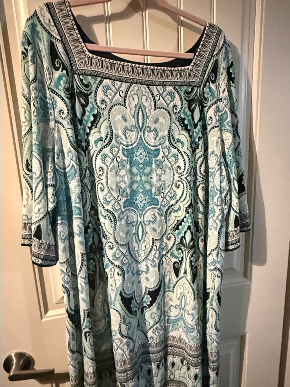 Sandra Darren Aqua Paisley Scoop-Neck Tunic